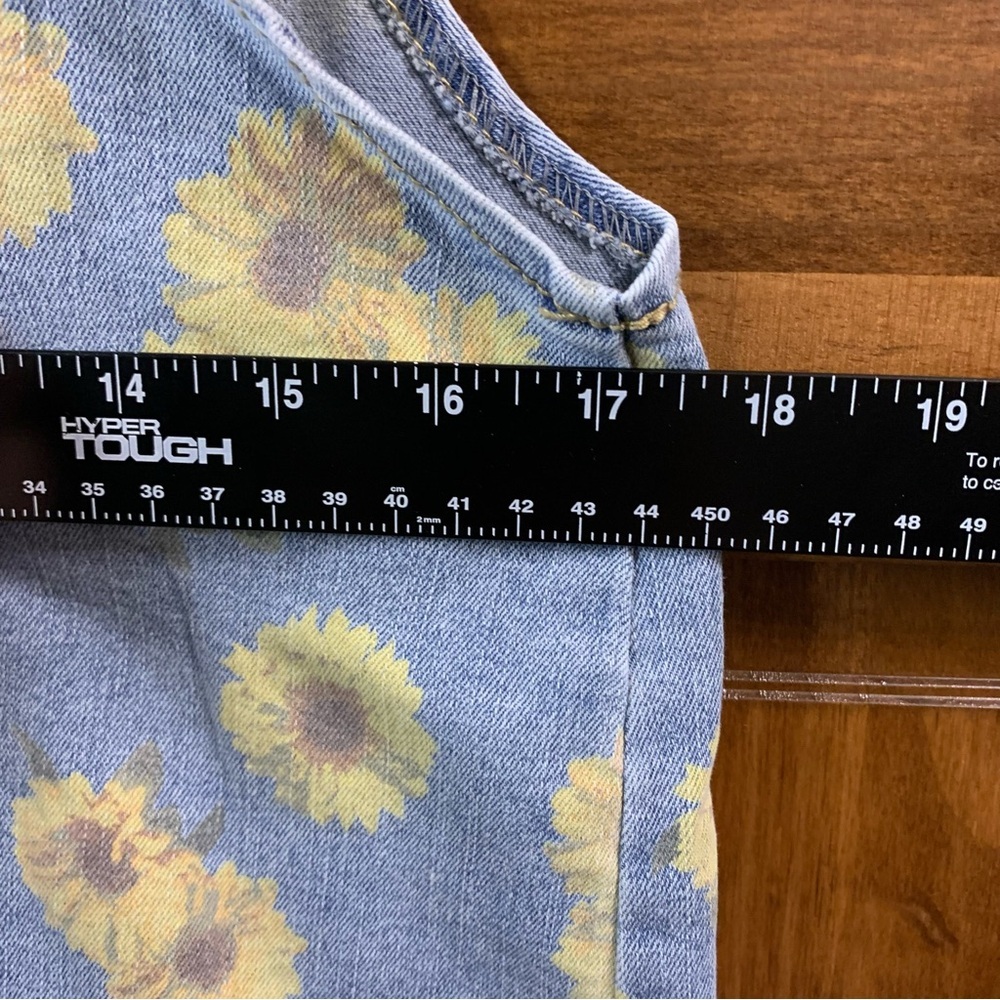 Vintage sunflower print denim jean dress with front zipper size medium - Picture 7 of 7